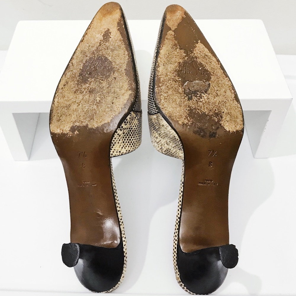 RARE Walter Steiger Exotic Ombré Lizard Skin Slip On Kitten Heel Mules 7.5 Italy - Picture 8 of 9